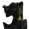 E-5658 Vintage Gold Alloy Jhumka Earrings Carved Flower Women Boho Bells Tassel Earring Indian Jewelry