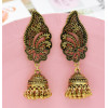 E-5658 Vintage Gold Alloy Jhumka Earrings Carved Flower Women Boho Bells Tassel Earring Indian Jewelry