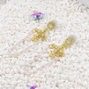 E-5659 Fashion Gold Pearl Rhinestone Cross Pendant Stud Earring For Women Ear Piercing Jewelry