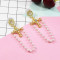 E-5659 Fashion Gold Pearl Rhinestone Cross Pendant Stud Earring For Women Ear Piercing Jewelry