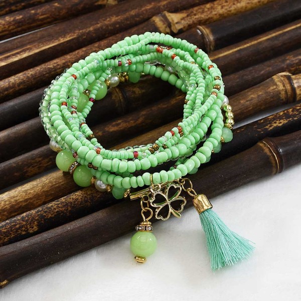 B-1014 9 Pcs/Set Bohemian fashion Multi-layer rice bead bracelet Spring summer Pendant For Women Charming Jewelry Accessory
