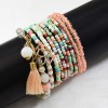 B-1014 9 Pcs/Set Bohemian fashion Multi-layer rice bead bracelet Spring summer Pendant For Women Charming Jewelry Accessory
