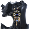 E-5664 Elegant blue rhinestone Acrylic Stone Round Drop Earrings Crystal Loop tassel Pendant Dangle Earrings for Women Party Jewelry