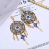 E-5664 Elegant blue rhinestone Acrylic Stone Round Drop Earrings Crystal Loop tassel Pendant Dangle Earrings for Women Party Jewelry