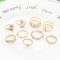 R-1518 3 Styles Retro Rhinestone Star Ring Set Hollow Carved Ring for Woman