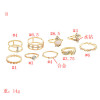 R-1518 3 Styles Retro Rhinestone Star Ring Set Hollow Carved Ring for Woman