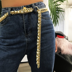 N-7337 Multi-layer Gold Chains Faux Pearl Waist Belt Women Girl Body Chain Summer Beach Jewelry