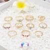 R-1519 3 Styles New Trendy Gold Rhinestone Pearl Ring Set Hollow Carved Ring for Woman Jewelry Gift