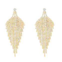 E-5229 * Full Rhinestone Long Tassel Wedding Earrings