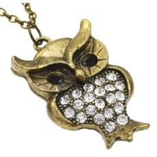 N-2567 Rhinestone Pendants Owl Necklace For Women Crystal Vintage Gold Color Long Necklaces Fashion Jewelry Christmas Gift