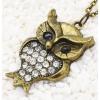 N-2567 Rhinestone Pendants Owl Necklace For Women Crystal Vintage Gold Color Long Necklaces Fashion Jewelry Christmas Gift