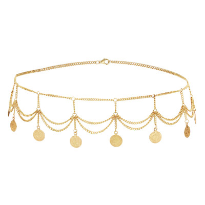 N-7279 * Silver Gold Waist Chain for Women Coin Tassel