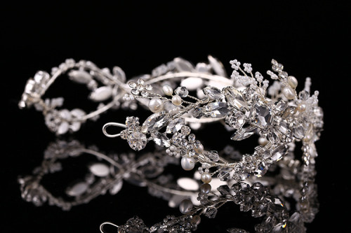 F-0627*Fashion New Hand-woven Pearl Rhinestone Bridal Headdress Wedding Photography Hair Accessories