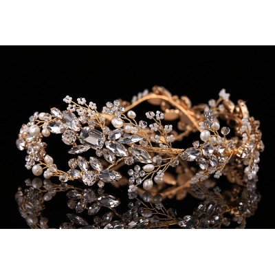 F-0627*Fashion New Hand-woven Pearl Rhinestone Bridal Headdress Wedding Photography Hair Accessories