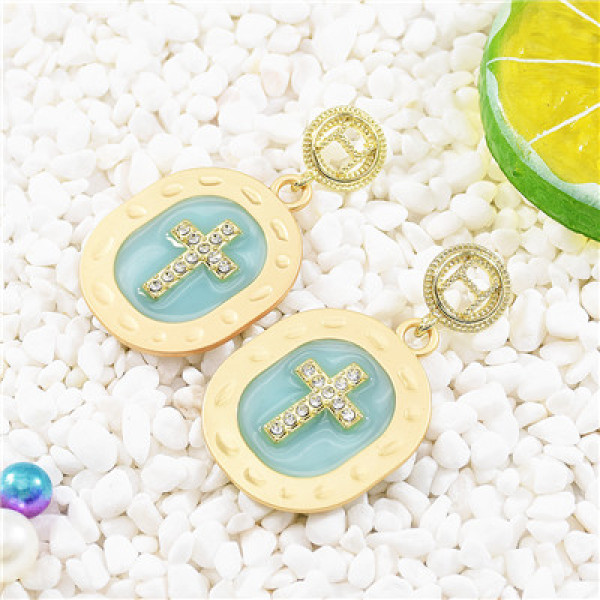 E-5666 Fashionable New Style Diamond Cross Earrings with Diamond Wedding Accessories