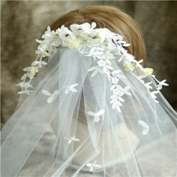 F-0401 * Fashion Wedding Bridal Headdress Flowers And Leaves Hand-Woven Wedding Veil