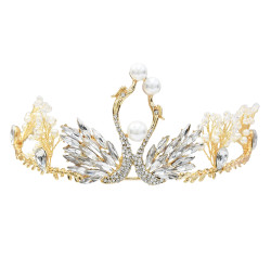 F-0626 * Trendy Swan rhinestone crown bride bridesmaid wedding headdress elegant temperament headband hair accessories