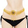 N-7252 * Summer Sale Long Gold Waist Chain Round Gold Belly Dance Waist Chain Lady Pendant Dance Accessories