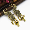 E-5159 Palace Retro Ethnic Wind Peacock Bell Earrings Baroque Hollow Water Drop Tassel Earrings
