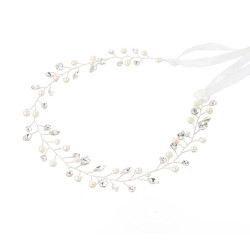 F-0552 * T2020 New Handmade copper Wire Bridal Crystal With Rice Beads Headdress For Woman Charm Jewelry