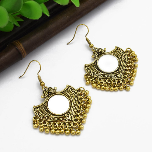 E-4981 * New Trendy Vintage Europe And America Ethnic Gold Silver Mirror Earrings for Women Jewelry