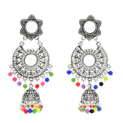 E-5389-G E-5389-S* Vintage Silver Gold Metal Bells Tassel Drop Jhumka Earrings for Women Wedding Indian Jewelry