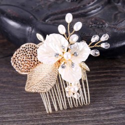 F-0572 * 2020 New Trendy Gold Color Leaf Hair Comb Bridal Headwear Insert Comb Accessories