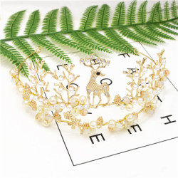 F-0633 Fashion New Headband Forest Fawn Hair Accessories Pearl Rhinestone Wild Headwear