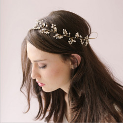 F-0528 Simple alloy small leaf handmade bride hair ring hair band beaded crystal beads wedding accessories
