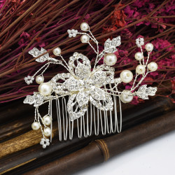 F-0593* New Flower Rhinestone Pearl Hair Comb Hair Clip Lady Wild Bride Bridesmaid Head Jewelry Accessories