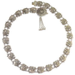 N-6538 Bohemian silver fashion elephant body chain bell tassel carved hollow flower belt belly chain