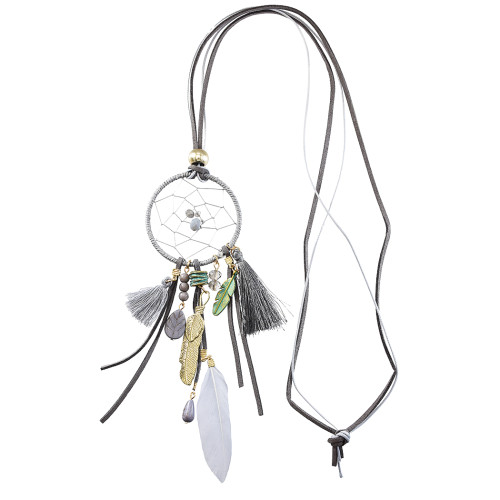 N-6950 Fashion Lady Vintage Tassel Feather Necklace Long Pendant Jewelry for Women