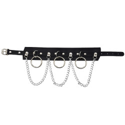 N-7338 Cool Punk Style Alloy Chain and Leather Collar Choker Necklace for Women Jewelry Accessories