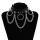 N-7338 Cool Punk Style Alloy Chain and Leather Collar Choker Necklace for Women Jewelry Accessories