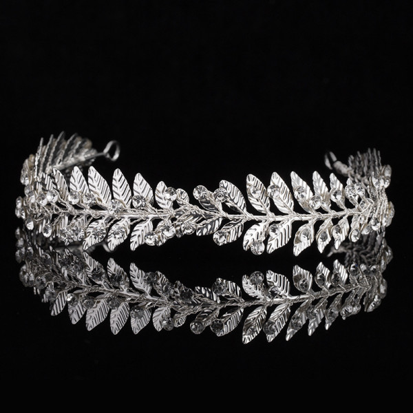 F-0733 Fashion Silver Gold Metal Leaf Crown Tiaras Rhinestone Bridal Headpiece Wedding Hair Accessories