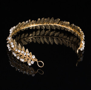 F-0733 Fashion Silver Gold Metal Leaf Crown Tiaras Rhinestone Bridal Headpiece Wedding Hair Accessories