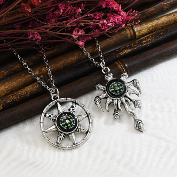N-7340 New student domineering Axe hammer necklace men's clavicle chain wild Japan and South Korea jewelry gift tide compass long sweater chain