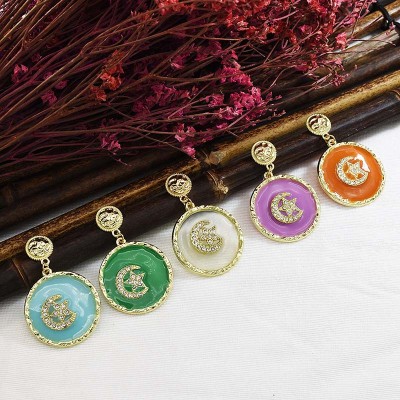 E-5674 Fashionable New 5 Colors Gold Alloy Rhinestone Earring Moon Star Earrings For Woman Jewelry
