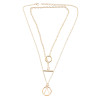 N-7341 Keys and Locks Two Golden Smooth Necklaces Couple Accessories
