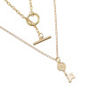 N-7341 Keys and Locks Two Golden Smooth Necklaces Couple Accessories