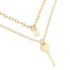 N-7341 Keys and Locks Two Golden Smooth Necklaces Couple Accessories