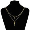 N-7341 Keys and Locks Two Golden Smooth Necklaces Couple Accessories