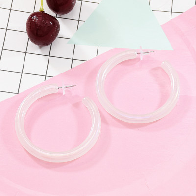 E-5677 New transparent big circle earrings. Glamour transparent resin girl's geometric fashion jewelry.