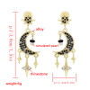 E-5682 925 Silver Stud earrings with Rhinestone simulated pearl moon star shape Gold dangle earrings
