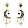 E-5682 925 Silver Stud earrings with Rhinestone simulated pearl moon star shape Gold dangle earrings