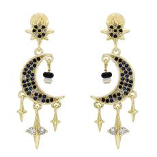 E-5682 925 Silver Stud earrings with Rhinestone simulated pearl moon star shape Gold dangle earrings