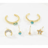 E-5685 11PCS/Set Gold Alloy Star Moon Shell Shape Drop Earrings Rhinestone Pearl Eye Earring Women Beach Jewelry