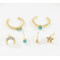 E-5685 11PCS/Set Gold Alloy Star Moon Shell Shape Drop Earrings Rhinestone Pearl Eye Earring Women Beach Jewelry