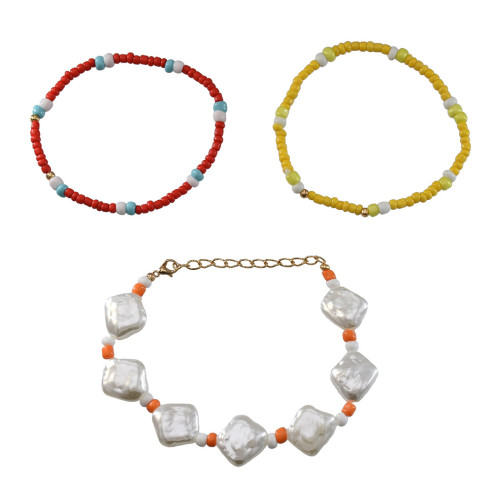 B-1015 3 Pcs/Set Boho Style Beads and Pearl Adjustable Bracelets For Women Charming Jewelry Accessory