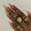 R-1522 3 Styles Boho Midi Finger Rings Set for Women Hollow Out Heart Snake Shape Rings Fashion Jewelry